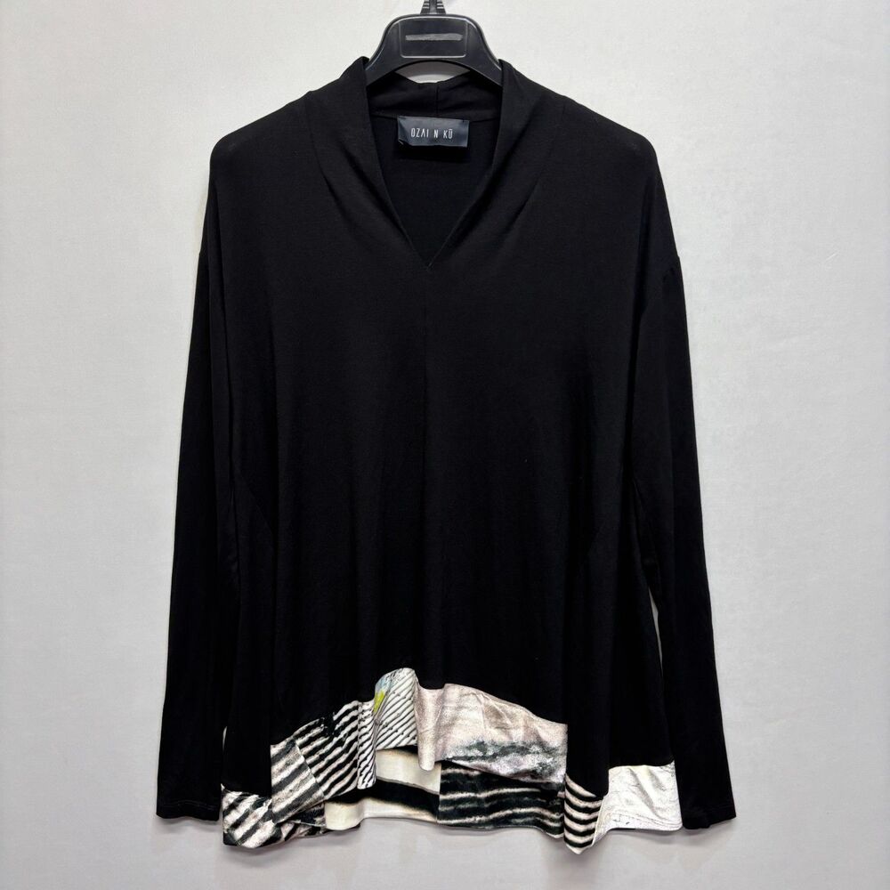 Ozai N Ku Women Long Sleeve Blouse Top Shirt Size Small D108 -5